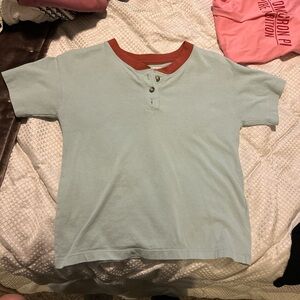 Madewell Light Blue Tee with Red Collar